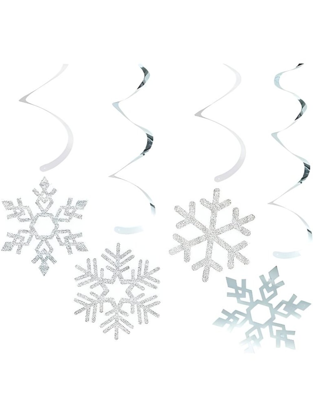 Christmas Snowflake Swirl Decorations for Holiday Party Decor (Silver, 30 Pack)